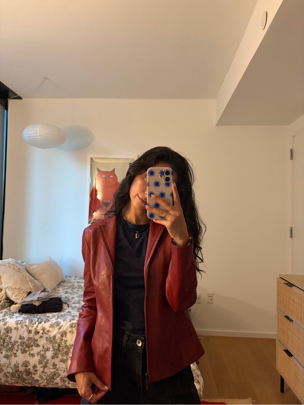 Cole Haan Burgundy Leather Blazer Jacket